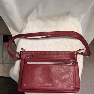 Relic, leather shoulder bag, red, size medium